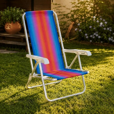 Silla reclinable 4 posiciones aluminio NARANJA/AZUL