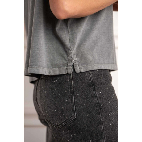 Remera Algodon Lavado Gris Oscuro
