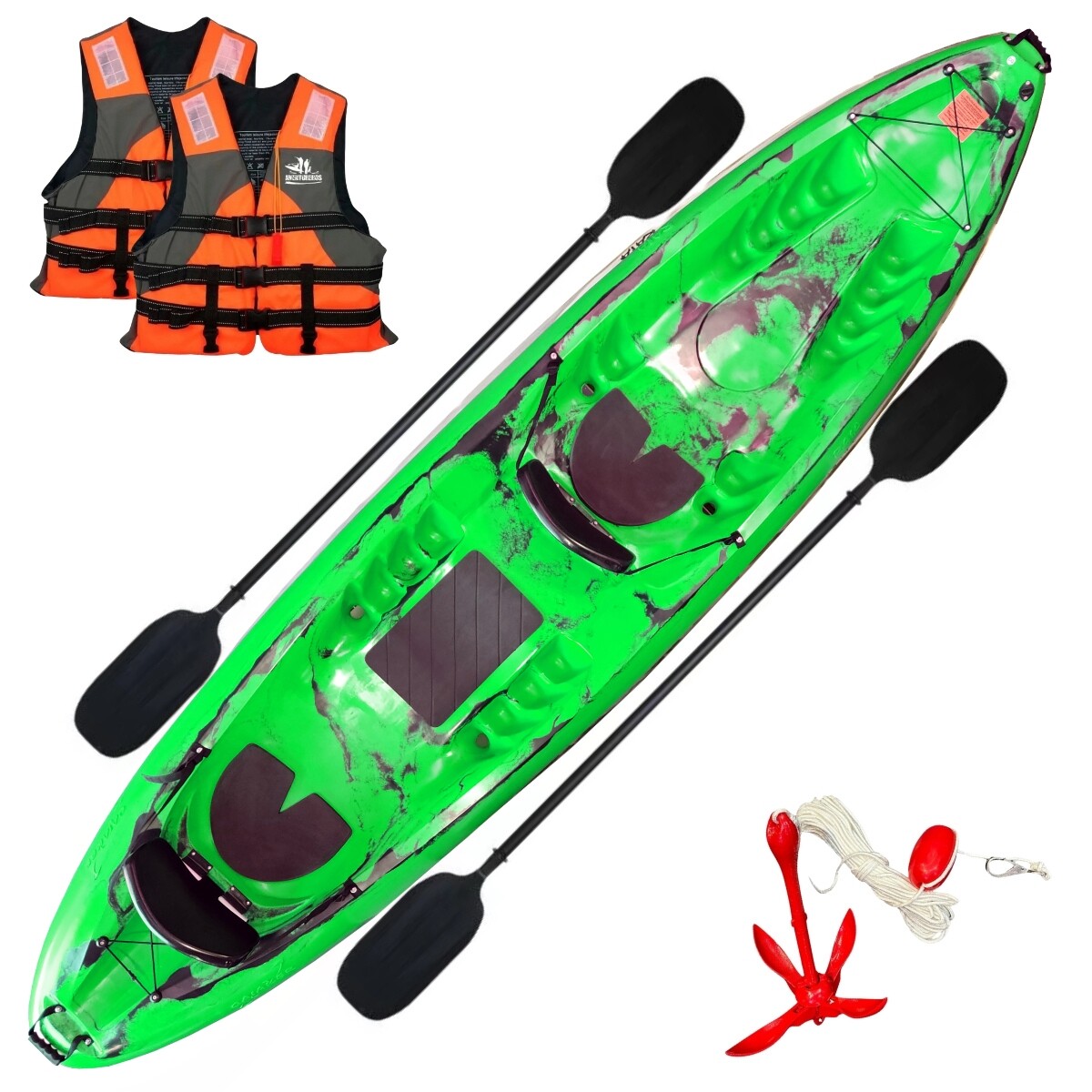 Kayak Raia triplo 2 adultos + 1 niño - Caiaker - Verde neon 