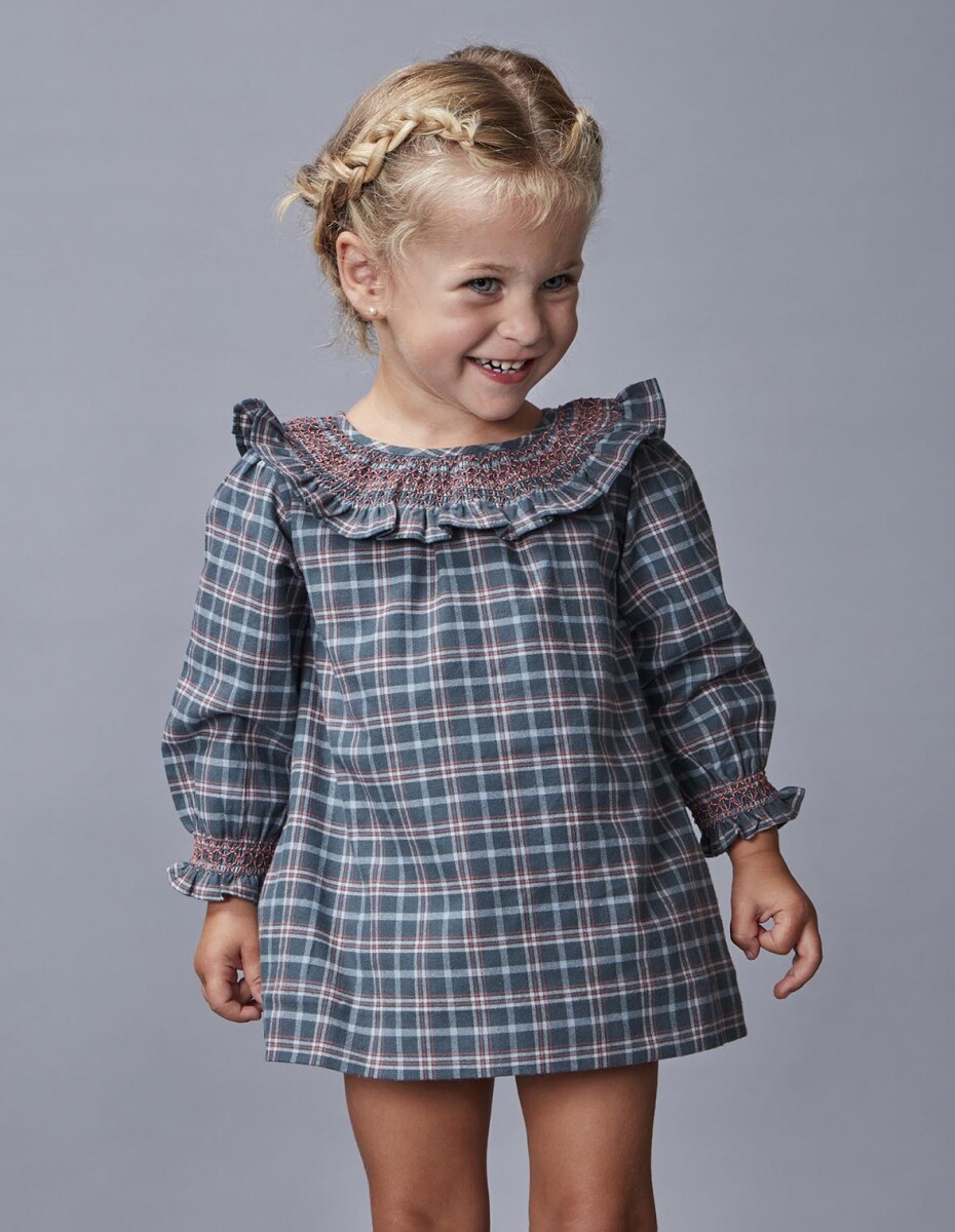 Vestido De Cuadro - Petroleo 