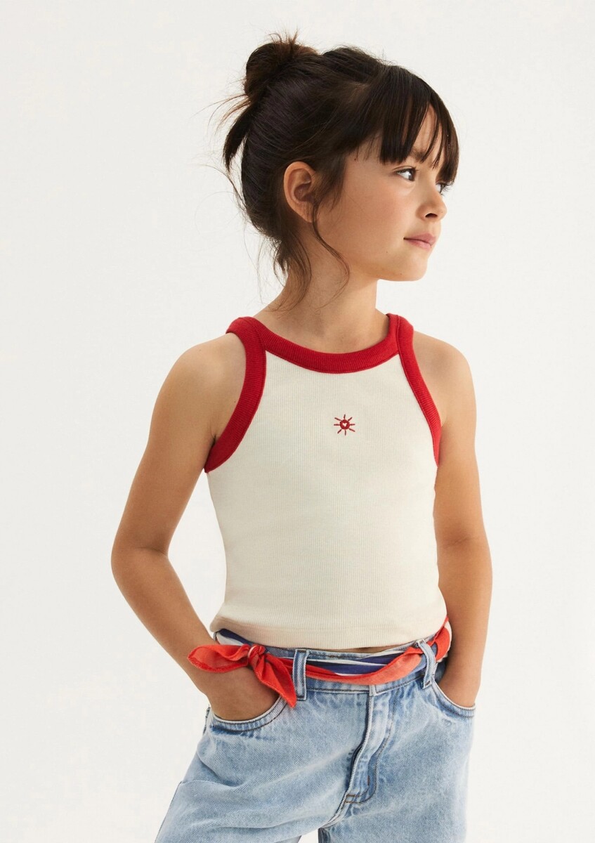 MUSCULOSA INFANTIL CON BORDADO - BEIGE 