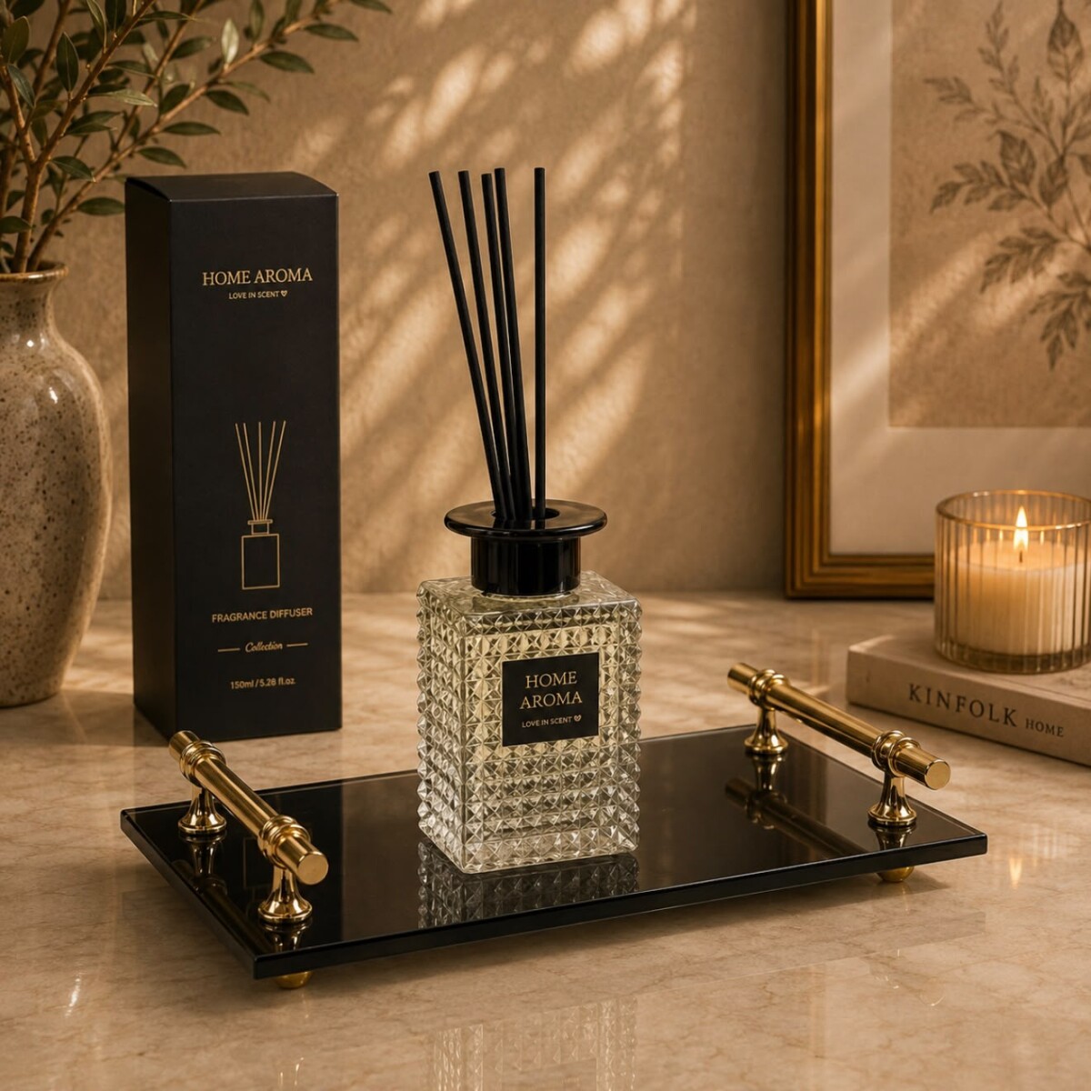 Aromatizador De Vidrio Ambiente Con Varillas 150ML 