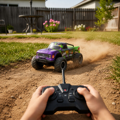 Camioneta Control Remoto RC Monster Torna Alta Vel a Pilas Violeta/verde