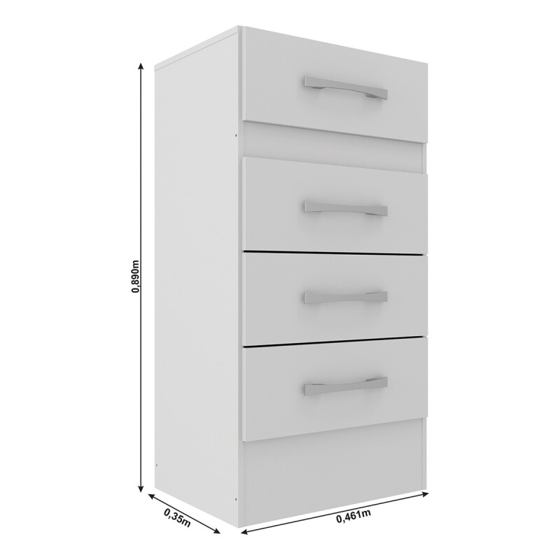 Comoda Cajonera Kenia 4 Cajones Dormitorio Blanco