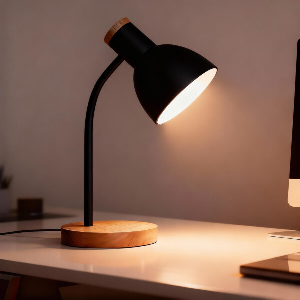 Lampara De Escritorio Velador Portatil Nordica Metal Madera Lectura IMBACK Color Negro Lampara De Escritorio Velador Portatil Nordica Metal Madera Lectura IMBACK Color Negro