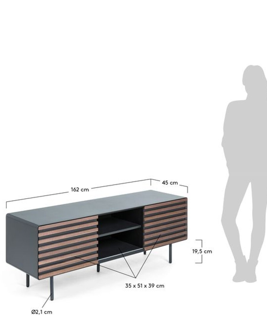 Mueble TV Kesia con chapa de nogal 162 x 58 cm