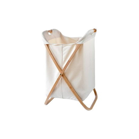 Cesto de ropa plegable 40x34x66cm – Bambú y tela Beige