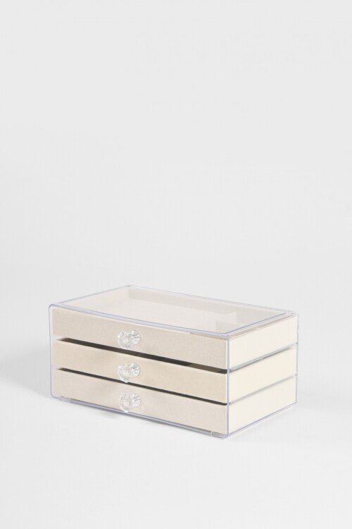 Organizador de bijou compartimentos acrílico crudo