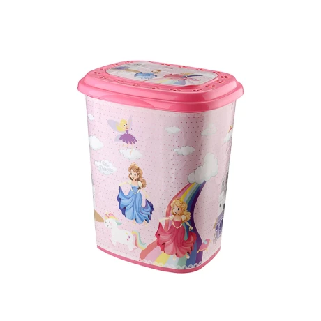 Cesto Plástico de Ropa Perfect Home Princesas C/tapa 45L 001