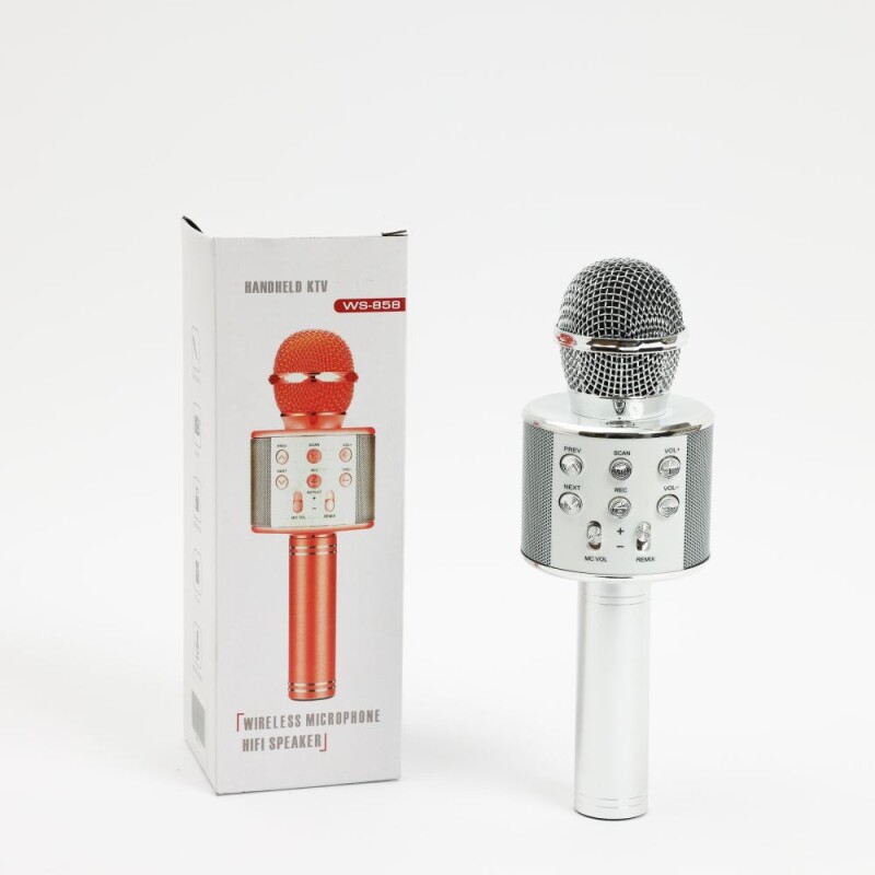 Micrófono WS858 económico con parlante y luces infantil GRIS Micrófono WS858 económico con parlante y luces infantil GRIS