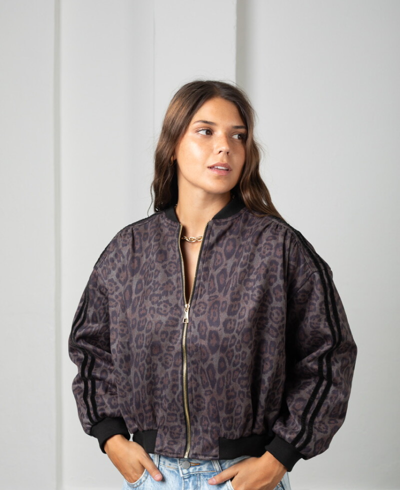 Campera Print gamuza marrón