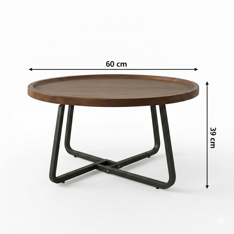 Mesa de Centro Redonda Madera Y Metal Mesa de Centro Redonda Madera Y Metal