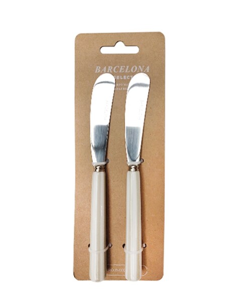 SET X2 CUBIERTO MANTEQUILLA MANGO RAYAS BEIGE "BARCELONA" SET X2 CUBIERTO MANTEQUILLA MANGO RAYAS BEIGE "BARCELONA"