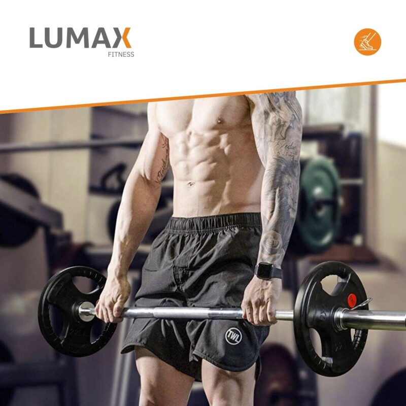 Disco Pesa Olímpica Recubierta Lumax con 3 Agarres 15KG Disco Pesa Olímpica Recubierta Lumax con 3 Agarres 15KG