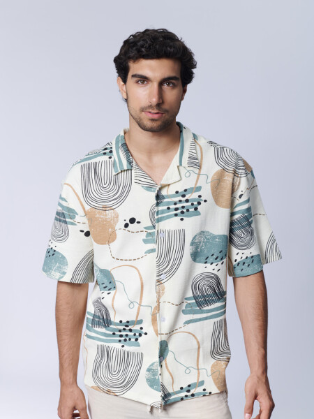 Camisa rústica estampa abstracta Cruda