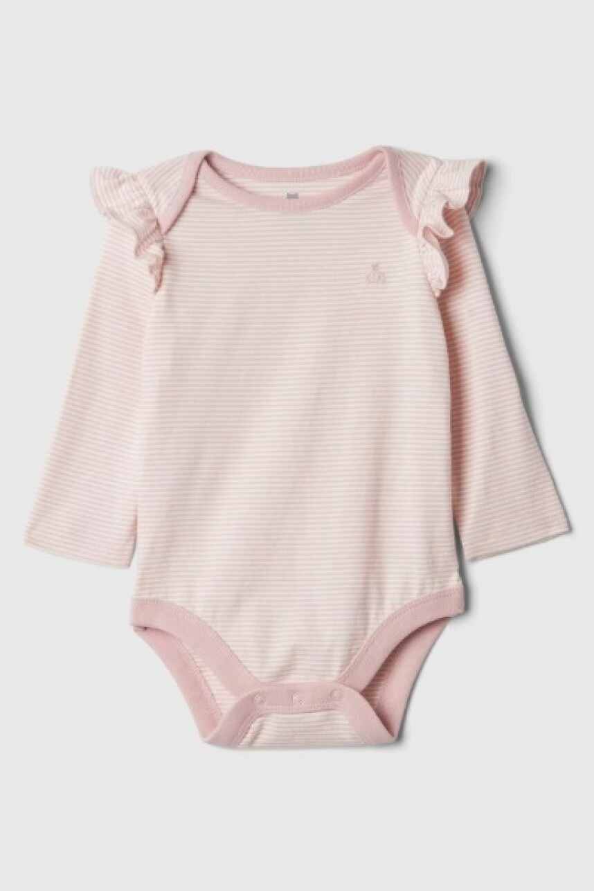 Body Manga Larga Bebé Pink Stripe
