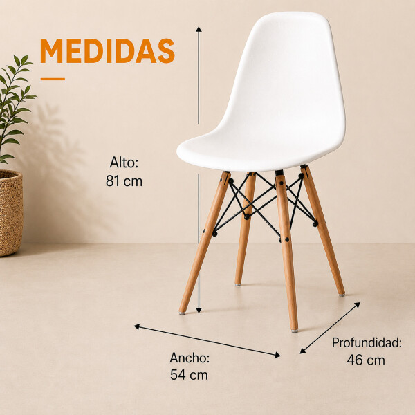 Silla Comedor X6 Combohome Eames Reforzada Premium Nórdica Blanco 1