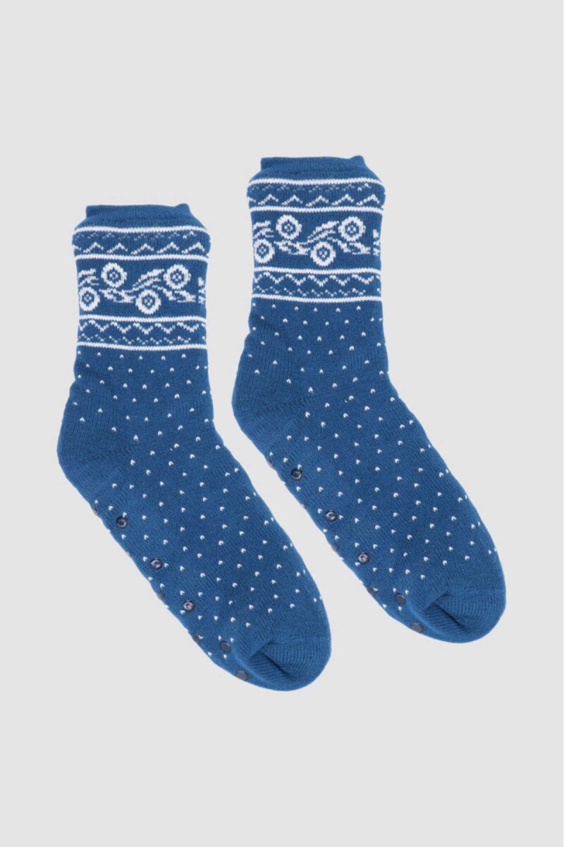 Medias ultra abrigo forradas con abs - Azul 