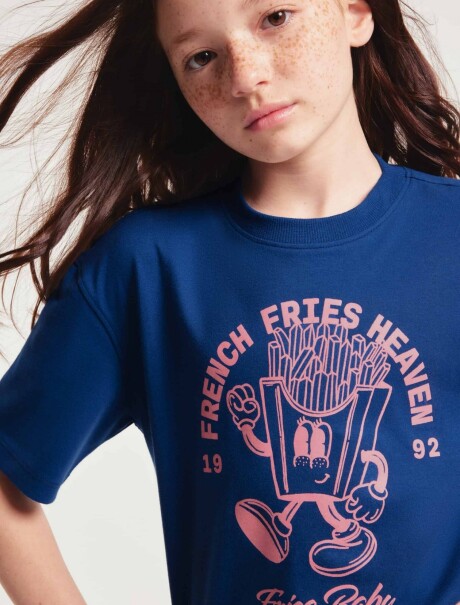 CAMISETA INFANTIL MANGA CORTA CON ESTAMPAS AZUL