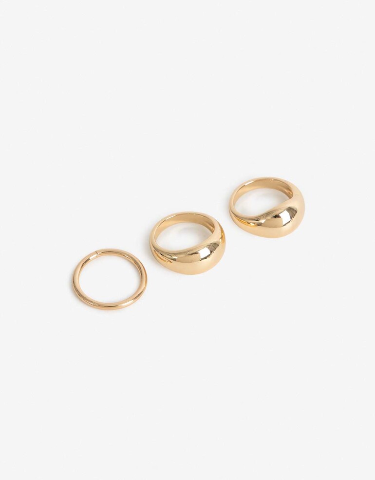 Sets Anillos Strass Anillo Set Metal - Dorado