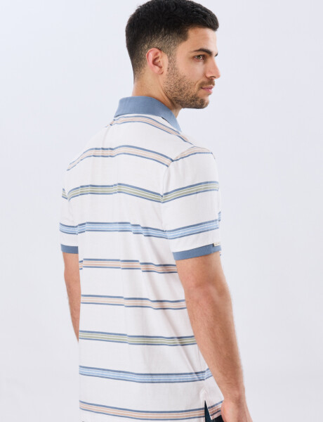 REMERA POLO RAYADA JERSEY Blanco