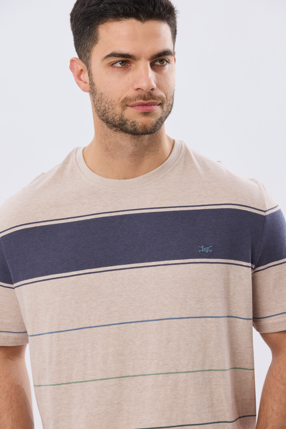 REMERA RAYADA DE ALGODÓN Beige