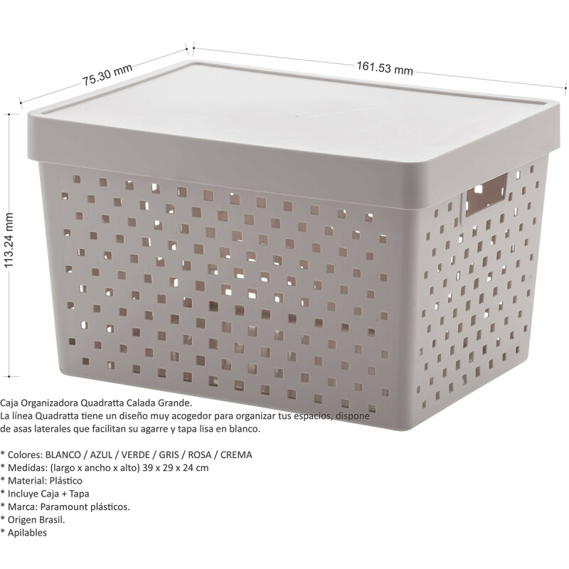 Organizador Quadratta G con tapa CREMA