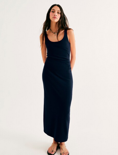 VESTIDO MINI DE CANALÉ AJUSTADO AZUL