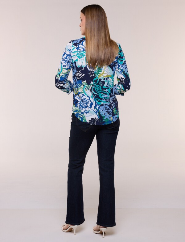 Blusa Gasa Print MULTI/AZUL