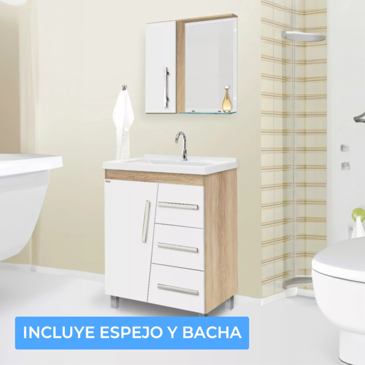 Mueble con Bacha para Baño con Botiquin y Espejo 