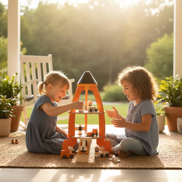 Tender Leaf Toys Cohete Nave Espacial Set Juguete Madera Tender Leaf Toys Cohete Nave Espacial Set Juguete Madera