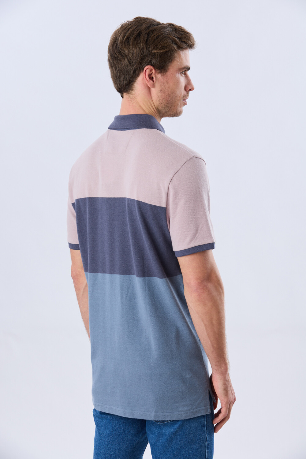 REMERA POLO RAYADA PIQUÉ Azul