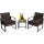 Set Juego Jardín Ratán X2 Sillas + Mesa Patio Balcón Marron