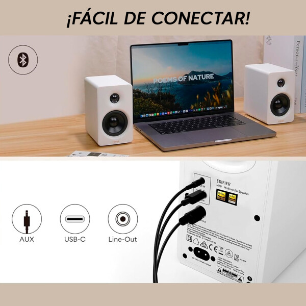 Parlantes Edifier 2.0 M60 66w Bluetooth BLANCO