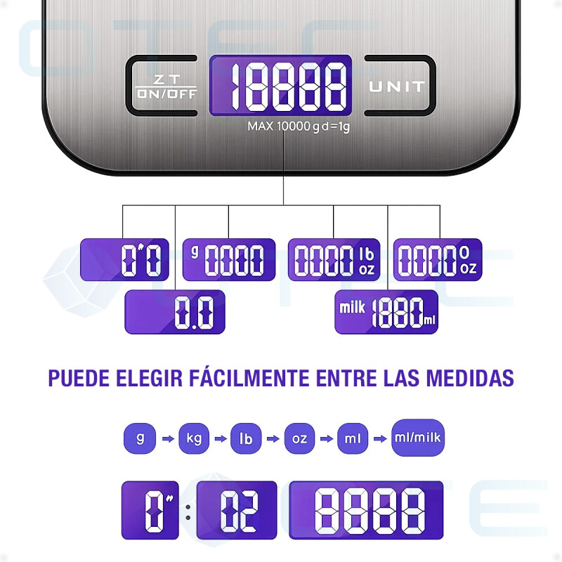 Balanza Cocina Digital Alta Precisión Hasta 10kg Gris Balanza Cocina Digital Alta Precisión Hasta 10kg Gris