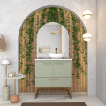 MUEBLE BAÑO EN MADERA CON PATAS SUEZ VERDE + ENCIMERA SIN BACHA Mueble Baño En Madera Con Patas Suez Verde + Encimera Sin Bacha