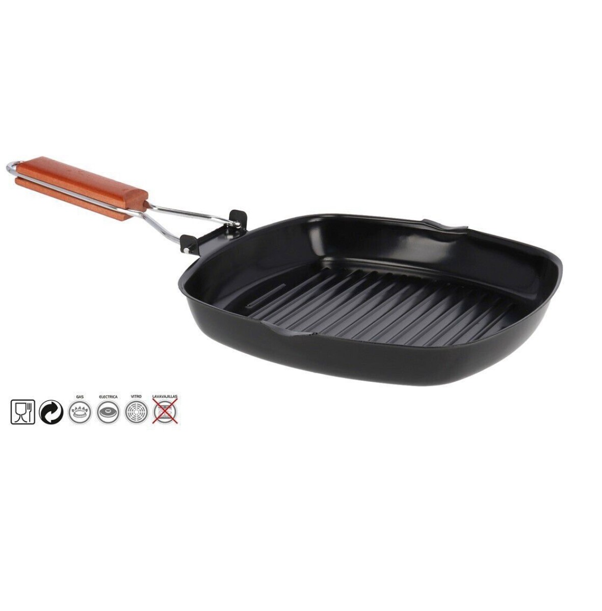 Asadera Grill Antiadherente Cuadrada 27x27 cm con Mango 