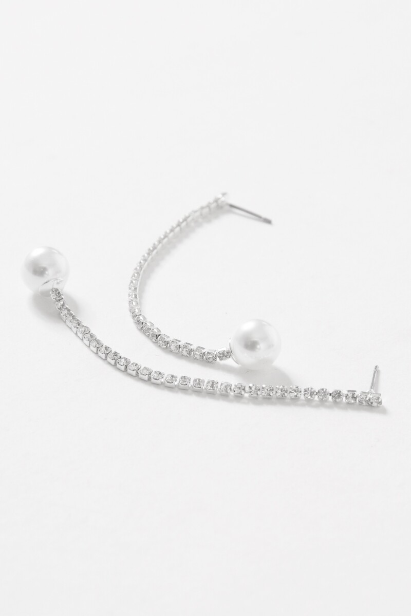 Caravanas fiesta strass perlas plateado