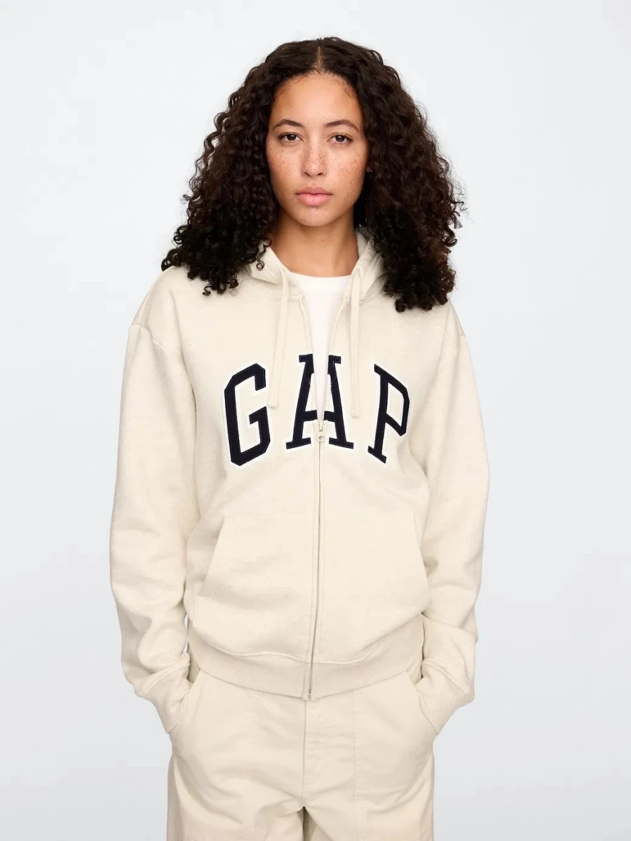 Canguro Con Cierre Logo Gap Mujer - Oatmeal Heather 