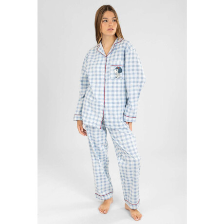 Pijama mafalda franela algodon Celeste