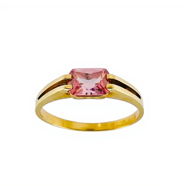 Anillo Solitario-Oro bajo-Piedra Zirconia Rosa-AN8223 conpiedra