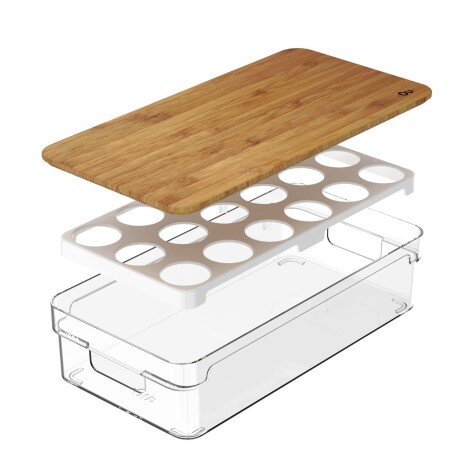 ORG HUEVOS C/TAPA BAMBÚ SMALL PLASTICO NATURAL-BEIGE CLEAR FRESH