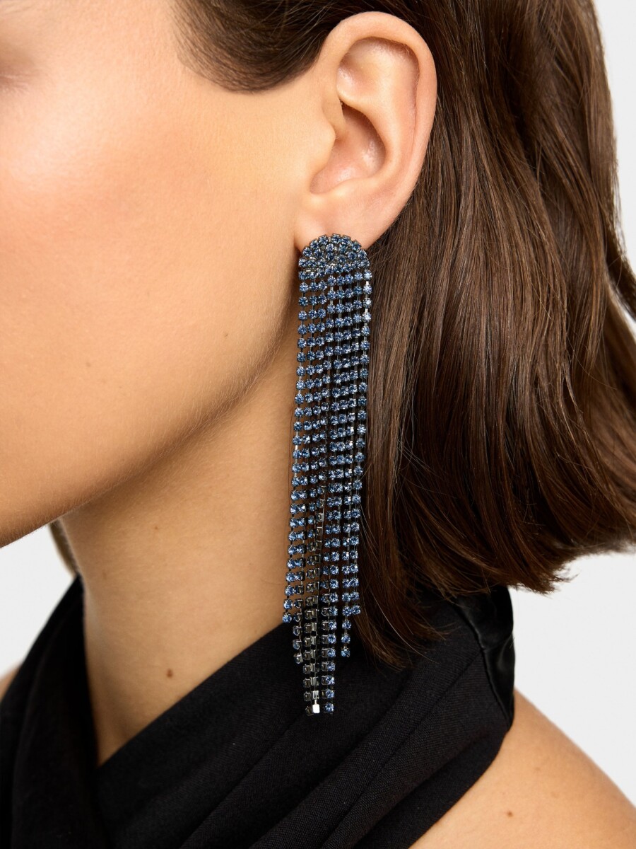 Pendientes Maxi Largos De Cristales azul