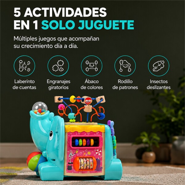 Cubo de Actividades Infantil 5 en 1 Elefante CELESTE