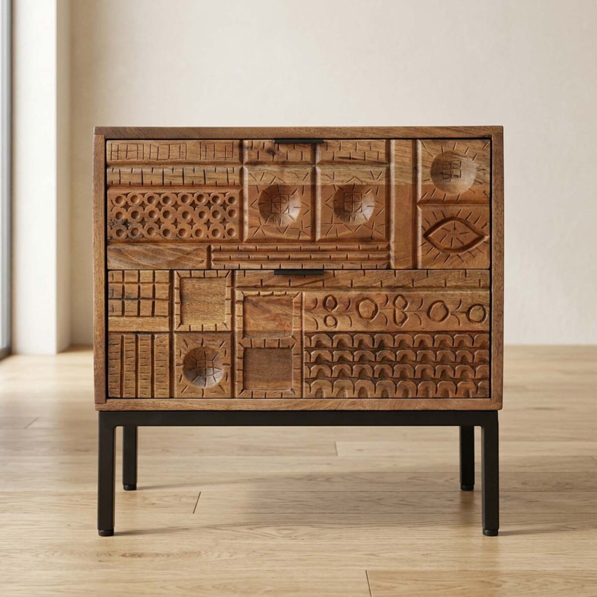 Mesa De Luz Hierro-y-madera Marron 2c Nahua — Divino