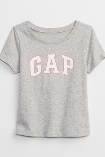 Remera Logo Gap Manga Corta Toddler Niña Light Heather Grey B08