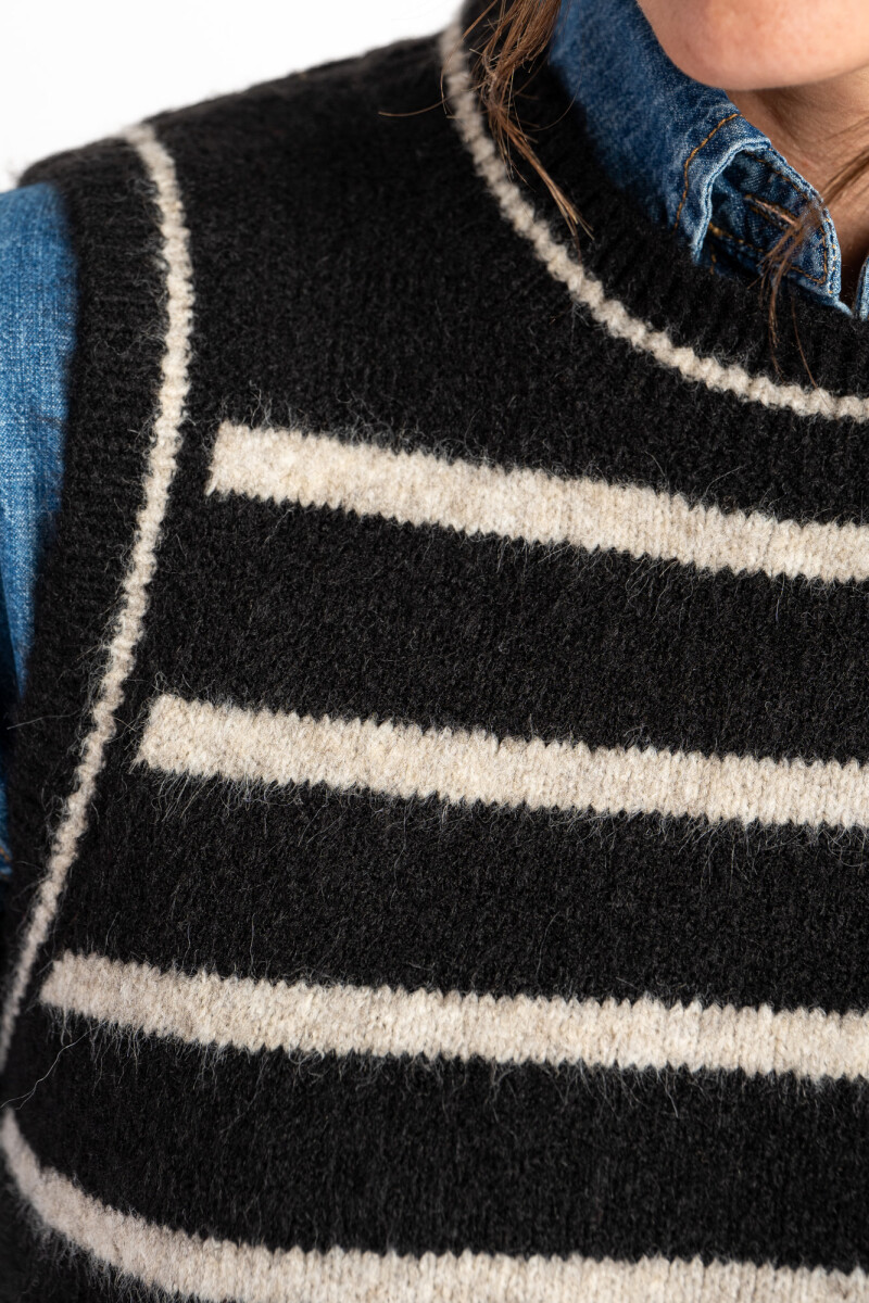 Chaleco Rayado Negro