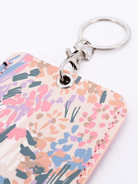 LLAVERO PORTA TARJETA FLOWER ROSADO