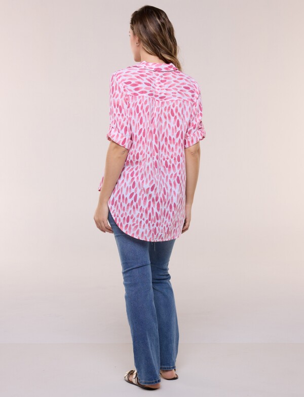 Camisa Estampada Y Ruedo Asimetrico ROSA/MULTI