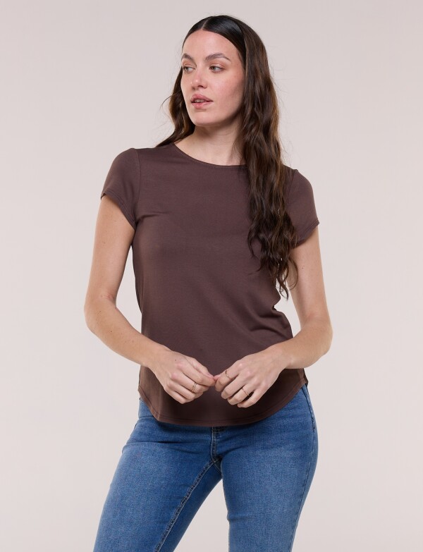 Remera Modal Manga Corta MARRON